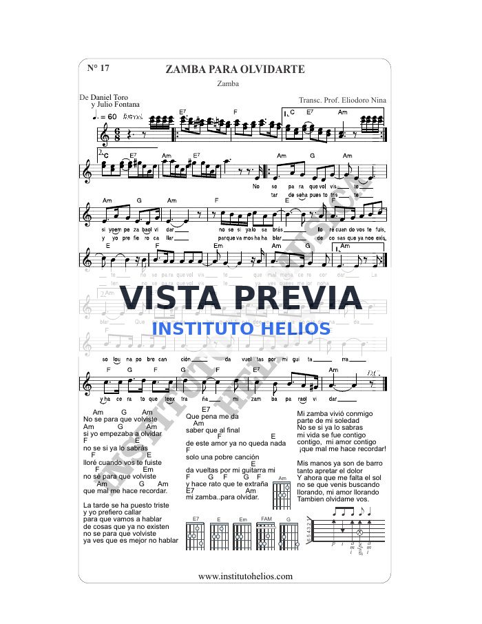 Vista previa de Zamba para olvidarte